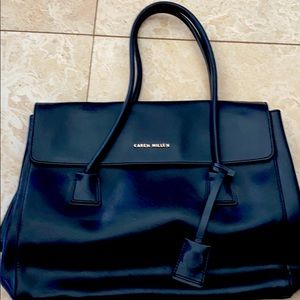 Black Leather Karen Millen London handbag